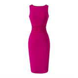 One-×Ö Collar Folded Vest Dress Femininity Elasticity Slime Sleeveless And Sleeveless Long Dress