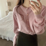Knitted Cardigan Girl Spring And Autumn Thin Gentle Temperament Fashion Long-Sleeved Short Knit Sweater Coat Top