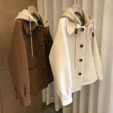 This Year's Popular Explosion Hooded Hair, The Coat Of Women's Autumn And Winter Large-Size Fat Mm Thin And Fake Two Short Outer Tops