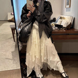 French Heavy Industry Embroidery Bow Irregular Lace Knitted Skirt Women Autumn And Winter High-End Fairy Dress