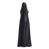 Autumn New Hanging Neck Silk Silk Texture Feel Bare Back Dress 8739331