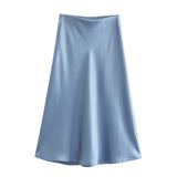 Spring 2025 New Tight Waist Simple Set Solid Color Lirt Solid Color Half Body Skirt