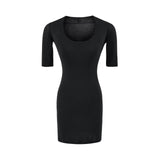 Korean Pure Temperament U-Neck Dress Dress Women Summer Tight Elasticity Skinny Hot Girl With Short Skirt