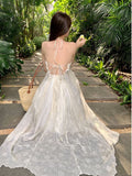 Tea Break French First Love Bare Back Hanging Neck Hanging Dress Fairy Summer Super Fairy Seaside Beach Long Skirt