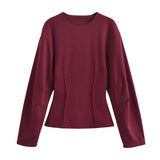 Autumn New Double-Sided Round Collar Blouse 3641859 Elastic Casual Trousers 3641860