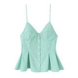 V-Neck Slings Sexy Dew Single-Dripple Broad-Folded Skirt-Up Short-Form Women's Vest 2178083