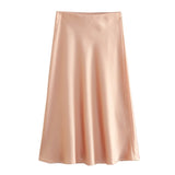 Spring 2025 New Tight Waist Simple Set Solid Color Lirt Solid Color Half Body Skirt