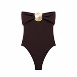 Summer New Metal Collar Repair Body One-Suit Swimsuit 0167216