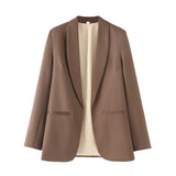 BSK&TRAF Women's Clothing 2025 Autumn New Commuter Style Fashion Green Fruit Collar Suit Jacket