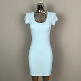 8 Color Optional] V-Neck U-Neck Short-Sleeved Dress Tight Body Thin-Handed-Butled To Show Body Pure Desire Short Skirt