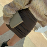 White Pure Lust Wind Tight Belt Folding Bag Hip Skirt South Korea's New Tight Slim Short Skirt Sexy Hot Girl Summer Autumn