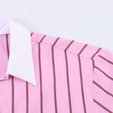 BSK&TRAF Women's Spring 2026 New Hong Kong-Style Cuff Striped Loose Shirt 3564080