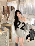 Digital Print Out-Shoulder Jacket Women Early Autumn Lazy Wind Leisure Oversize Top