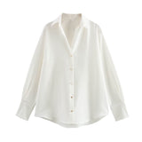 Spring New Silk Lithry Collar Solid Color Loose Shirt 2074580