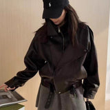 Haining New Leather Locomotive Jacket Loose Leather Jacket 2025 New Velvet Double Collar Short Coat Woman