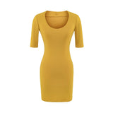 Korean Pure Temperament U-Neck Dress Dress Women Summer Tight Elasticity Skinny Hot Girl With Short Skirt