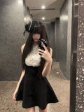 Rich Family Gold High-End Black Sleeveless Vest Dress Summer Lace Design Feeling Waist Word Fluffy Skirt