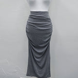 Slender Open Fork Loose Waist Half-Dress Folded Long Skirt Bag Hip Skirt South Korea Dongdaemun Autumn New Sexy