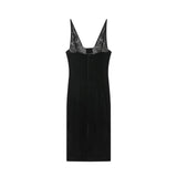 BSK&TRAF Women's Spring 2026 New Sexy Dewlace Gold Velvet V-Neck Dress 9937986