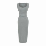 Wide Shoulder Strap Pit Strip Dress Women 2026 Summer New Hot Girl Pure Color U Collar To The Waist-Up Dress
