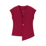 Summer New V-Neck Asymmetric Vest Simple Jump Trouser Suit