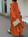 Orange Long Sweater Coat Women's Autumn And Winter New Temperament Thick Lazy Loose Knitting Shirt