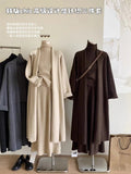 Fashion Suit Women's Autumn And Winter Lazy Loose Knitted Long Shawl Cardigan + High-Neck Sweater + Half-Dress Three-Piece Set