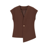 Summer New V-Neck Asymmetric Vest Simple Jump Trouser Suit