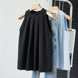 Sweet Babes Hanging Neck Sling Small Vest Women Wearing French High-End Feel Beautiful Shirt Blue Sleeveless Top