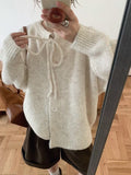 Butterfly Purple Sweater Cardigan Women Autumn And Winter New Tice With Flower Wool Large Loose Lazy Knit Coat