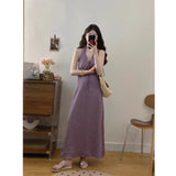Large Size Women's Clothing Hanging Neck Sling Dress Summer French Holiday Storm Dress Fat MM Thin Dress