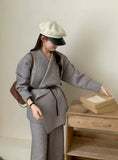 Autumn And Winter Lazy High-End Knitting Suit Women 2025 New Big Lap-Fleet Sweater Coat + Two-Legged Trousers