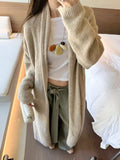 Lazy Wind Relaxes Soft Long Sweater Coat Women Early Autumn And Winter Korean Version Of Loose Long-Sleeved Over-Knee Knitted Open Shirt