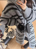 Korean Languid Hooded Striped Knitted Cardigan Women's Autumn And Winter Fashion Casual Long Sweater Jacket