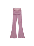 Pure Lust Lace Splicing High-Waisted Casual Trousers Women In Autumn Elastic Hanging Feeling Thin Yoga Long Pants