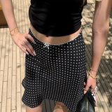 Blue Lattice Mesh Dress Girl Korean New Summer Babes Waist Fishtail Ass Skirt