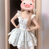 (Original T-Flower) Broken Flower Dress Women's Summer New Little Flying Sleeve Fairy Princess Dress