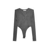 Vintage Slime V-Neck Buckle Bottom Shirt Tunic Women Feel Waist Slimming Inside Cloth