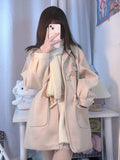 Bullhorn Buckle Hair Coat Women In The Autumn Of 2026 College Wind In The Long-Term Hooded Coat Tide