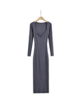 Pure Hot Babes Temperament Square Long Sleeve Knitted Dress Women Autumn Waists Thin Bottoms And Hips Long Skirt