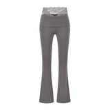 Pure Lust Lace Splicing High-Waisted Casual Trousers Women In Autumn Elastic Hanging Feeling Thin Yoga Long Pants