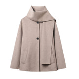 Autumn New Wool-Blend Scarf Short Coat 6318275