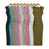 Wide Shoulder Strap Pit Strip Dress Women 2026 Summer New Hot Girl Pure Color U Collar To The Waist-Up Dress