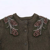 Spring New Beads Round-Neck Knitted Shirt Jacket 3920090
