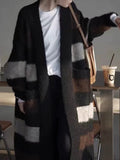 Mid-Autumn 2025 New Lazy Windy Mid-Changed Long-Striped Thick Sweater Knitted Jacket Woman