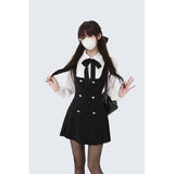 French Fake Two-Piece Shirt Dress Women's Dress Spring And Autumn 2025 New College Wind Waist Summer Skirt