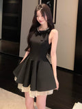Thousand Gold Style Small Black Dress Dress Women's Summer High-End Birthday Party Dress Skinless Waistcoat Dress