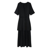Spring New Two-Color Knitted Knitted Folding Skirt Dress