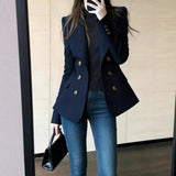 French High-End Double-Dled Blazer Women's Spring And Autumn New A Gas Field Strong Commuter Suit Top