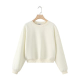 Velvet Round Collar Long Sleeve Sweater 8417800 Straight High-Waisted Elastic Velvet Casual Trousers 8417801
